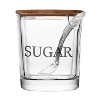 Açucareiro Com Tampa De Bambu E Colher 9x11cm- Vidro- Wolff