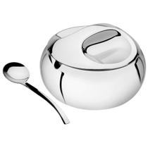 Açucareiro Com Tampa E Colher Aço Inox Tramontina De Mesa