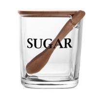 Acucareiro com tampa e colher de bambu basic 9cm x 11cm vidro