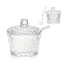 Açucareiro Com Tampa e Colher Porta Açúcar Pequeno em Vidro Açucareiro Com Tampa e Colher Porta Açúcar Pequeno em Vidro