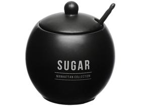 Açucareiro Cozinha Porcelana Manhattan C/Colher Preto 350ml