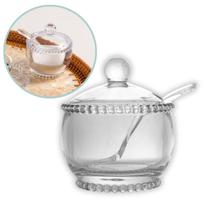 Açucareiro Cristal Com Colher Pearl Bolinha Wolff