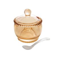 Açucareiro Cristal De Chumbo C/Colher Pearl Ambar 10X11Cm Açucareiro Cristal De Chumbo C/Colher Pearl Ambar 10X11Cm