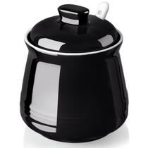 Açucareiro DAYYET Ceramic 350mL com tampa e colher preta