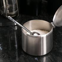 Açucareiro de aço inox com colher 420ml Açucareiro de aço inox com colher 420ml