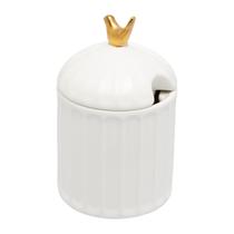 Açucareiro de cerâmica com colher e tampa branco Colibri Wolff -17923