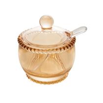 Açucareiro De Cristal C/ Colher Pearl Bolinhas Âmbar Wolff Açucareiro De Cristal C/ Colher Pearl Bolinhas Âmbar Wolff