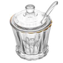 Açucareiro de Cristal C/ Tampa Fio de Ouro Radial 210ml - Lyor