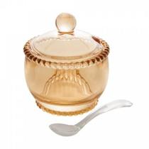 Açucareiro de Cristal com Colher Pearl Âmbar 10x11cm - Wolff Açucareiro de Cristal com Colher Pearl Âmbar 10x11cm - Wolff