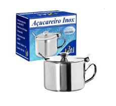 Açucareiro de mesa aço Inox com Colher Linha Classic 150grs UD193