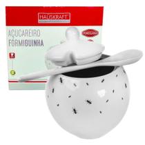 Açucareiro De Mesa Formiguinha Com Colher Em Porcelana 350ml - HausKraft Açucareiro De Mesa Formiguinha Com Colher Em Porcelana 350ml - HausKraft