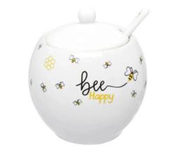 Açucareiro de Porcelana Honey com Colher Bee Happy - HAUSKRAFT