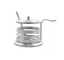 Açucareiro de Vidro Com Colher Base e Tampa em Inox