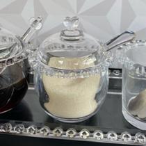 Açucareiro de vidro com colher borda de coração lyor