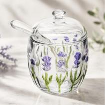 Açucareiro de Vidro Com Colher Lavanda Pintado a Mão 180ml Lyor Açucareiro de Vidro Com Colher Lavanda Pintado a Mão 180ml Lyor