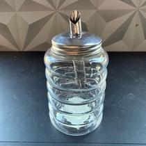 Açucareiro de vidro com tampa de inox colmeia dose hauskraft canelado 300ml transparente prata porta açucar pote