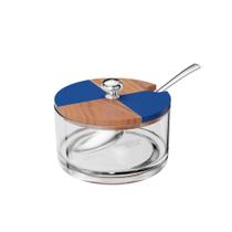 Açucareiro de Vidro com Tampa de Teca Cheschire 9x7cm - Wolff