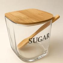 Açucareiro De Vidro Com Tampa e Colher De Bambu Basic - Paramount