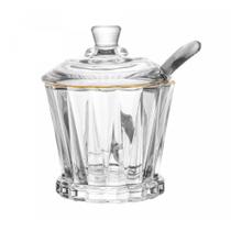 Açucareiro de Vidro Fio de Ouro Colher e Tampa Radial 210ml Lyor