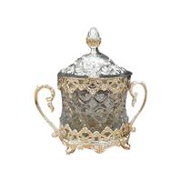 Açucareiro Decorativo em Cristal com Detalhes Prateado 20x14cm
