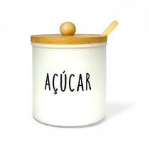 Açucareiro Doha De Vidro E Bambu Com Colher 300ml Açucareiro Doha De Vidro E Bambu Com Colher 300ml