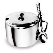 Açucareiro Em Aço Inox Com Colher Tampa e Alça Linha Luxo Açucareiro Em Aço Inox Com Colher Tampa e Alça Linha Luxo