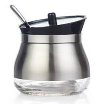 Açucareiro em aço inox com colher