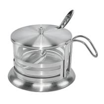 Açucareiro em Inox Vidro com Colher Tampa e Alça