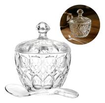 AÇUCAREIRO EM VIDRO C/ COLHER BERLIN 8x10cm MEK