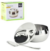 Acucareiro/Farinheiro Bojudo De Inox Com Colher 10Cm De Ø Acucareiro/Farinheiro Bojudo De Inox Com Colher 10Cm De Ø