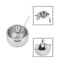 Acucareiro Inox C/ Colher e Tampa de Vidro 250ml Acucareiro Inox C/ Colher e Tampa de Vidro 250ml