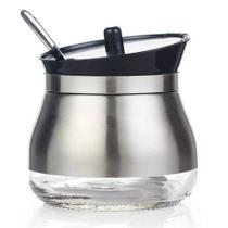 Açucareiro Inox e Vidro com Colher e Tampa