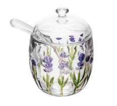 Açucareiro Lavanda Hand Painting com Colher e Tampa em Cristal - Lyor Açucareiro Lavanda Hand Painting com Colher e Tampa em Cristal - Lyor
