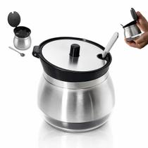 Açucareiro Linha Premium em Vidro e Inox com Colher Açucareiro Linha Premium em Vidro e Inox com Colher
