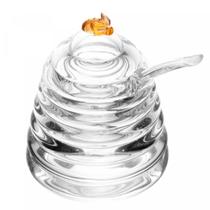Açucareiro Little Bee Cristal Com Colher e Tampa Abelinha Mesa Posta Cantinho do Café Abelha Colmeia
