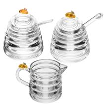 Açucareiro Meleira E Leiteira Little Bee Abelinha Colmeia Mesa Posta Cantinho do Café Cristal Luxo Delicado