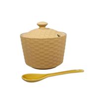 Açucareiro Porcelana 290ml Com Colher Clássico Café Da Manhã