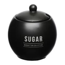 Açucareiro Porcelana Manhattan Com Colher 350ml Sugar Servir