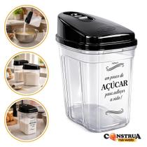 Açucareiro Pote Açúcar Transparente 836 ml Tampa Preta Plástico BPA Free Nitron Utensílio Multiuso Açucareiro Pote Açúcar Transparente 836 ml Tampa Preta Plástico BPA Free Nitron Utensílio Multiuso