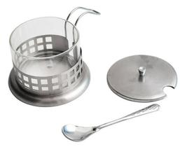 Açucareiro Revestido Em Aço Inox Com Colher 260 Ml Açucareiro Revestido Em Aço Inox Com Colher 260 Ml
