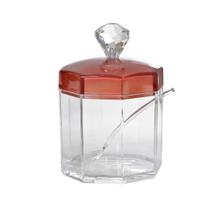 Açucareiro sextavado com colher e tampa em acrílíco Açucareiro sextavado com colher e tampa em acrílíco