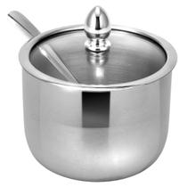 Açucareiro Uny Home em Aço Inox com Tampa de Vidro