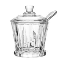 Açucareiro Vidro Cristal 210ml Com Tampa Colher Radial Lyor Açucareiro Vidro Cristal 210ml Com Tampa Colher Radial Lyor
