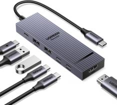 Adaptador 10 Gbps UGREEN Tipo C Hub 6x1 USB C 3.2 e USB-A 3.2 Gen 2 HDMI 4K 60Hz Dock PD 100W