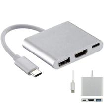 Adaptador 3 em 1 Tipo.C para USB 3.0 HDMI TIPO.C HDTV 4K Para Celular PC Notebook