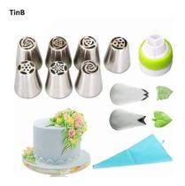 Adaptador + 3 Sacos Confeiteiro Acoplador Kit 8 Bicos Russo