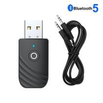 Adaptador 3em1 Usb Bluetooth 5.0 c/ Botão Receptor Transmiter Musica P2 Automotivo