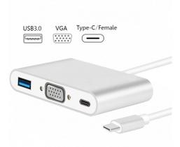 Adaptador 3x1 - Usb Tipo-c Thunderbolt 3 X Usb-c Vga Usb 3.0 Adaptador 3x1 - Usb Tipo-c Thunderbolt 3 X Usb-c Vga Usb 3.0