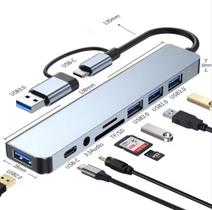 Adaptador 8 em 1 Tipo C, USB, Leitor de Cartão Micro SD para Laptop, Tablet e Celular Adaptador 8 em 1 Tipo C, USB, Leitor de Cartão Micro SD para Laptop, Tablet e Celular