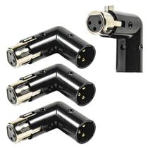 Adaptador angular XLR HQRP de 3 pinos, pacote com 4 pinos, macho e fêmea Adaptador angular XLR HQRP de 3 pinos, pacote com 4 pinos, macho e fêmea